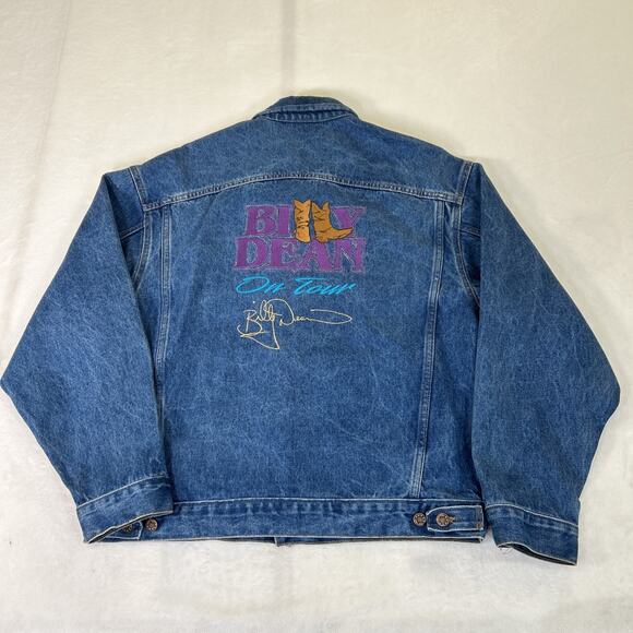 Vintage Billy Dean Billy The Kid Tour Whoa Denim Jacket Size Lg Country Music FS - Picture 8 of 10